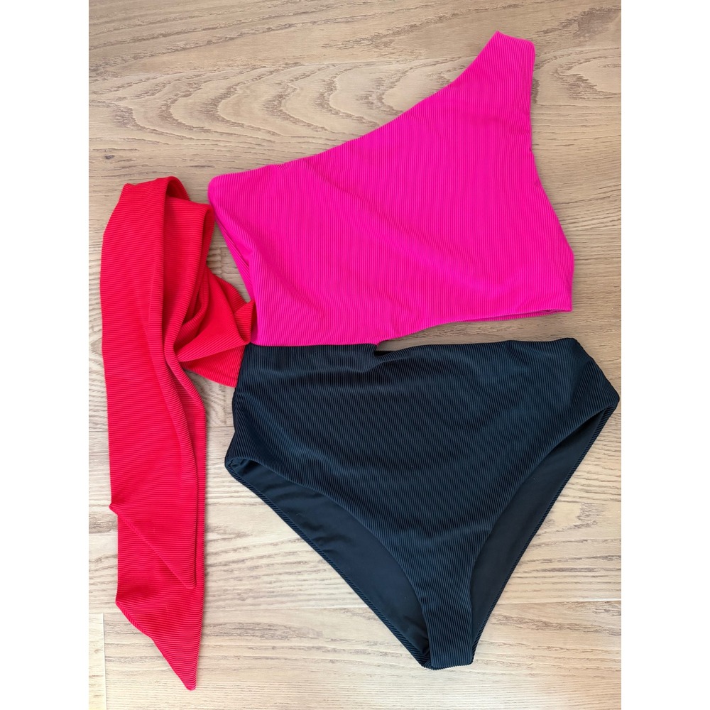 Beach Riot Revolve Carlie One Piece Swimsuit Barbiecore Womens M Pink Black USA